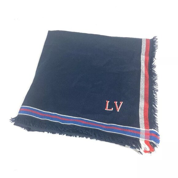 LOUIS VUITTON MP1702 LV logo Large fringe shawl scarf Stole/Shawl - Picture 1 of 9